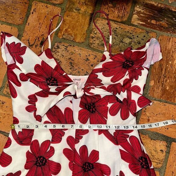 Floral Red Flower Romper Ruffle - Picture 6 of 9